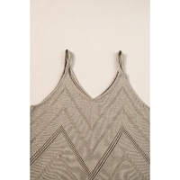 Parchment Chevron Pointelle Knit Spaghetti Straps Sweater Vest - XL thumbnail