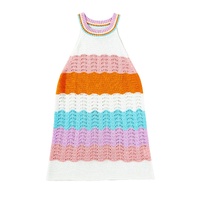 Multicolour Wavy Striped Print Textured Knit Sleeveless Sweater Top - L thumbnail