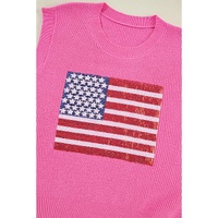 Bonbon Sparkling American Flag Knitted Vest - L thumbnail