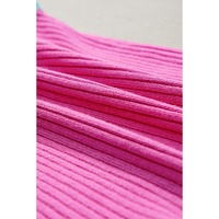 Bright Pink Colorblock Edge Ribbed Knit U Neck Tank Top - L thumbnail