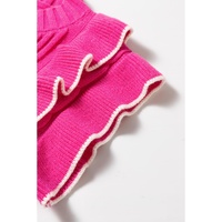 Strawberry Pink Textured Knit Ruffled Mock Neck Sweater Tank - XL thumbnail
