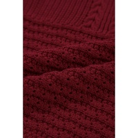 Burgundy Cable Knit Pointelle Slim Fit V Neck Sweater Vest - L thumbnail