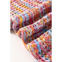 Pink Color Contrast Crochet Loose Fit Sweater Vest - L thumbnail