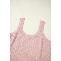 Light Pink Solid Textured Checkered U Neck Sweater Vest - XL thumbnail
