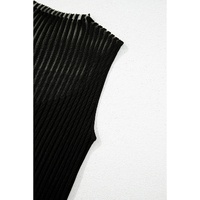 Black Ribbed Texture Mesh Cutout Knitted Sweater Vest - XL thumbnail