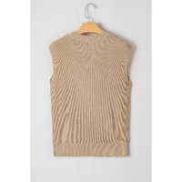 Parchment Western Cowboy Embroidery Round Neck Sleeveless Sweater - M thumbnail