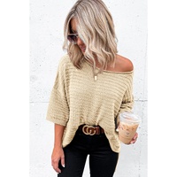 Azura Exchange Textured Knit Drop Shoulder Tee - L thumbnail