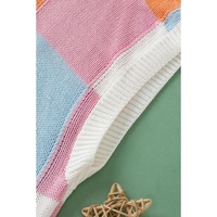 Grapefruit Orange Color Block Cap Sleeve Sweater - M thumbnail