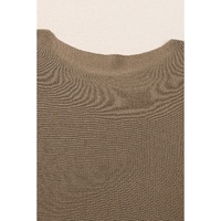 Coffee Round Neck Half Sleeve Ribbed Knit Top - S thumbnail