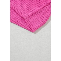 Pink Solid Loose Knit Short Dolman Sleeve Sweater - L thumbnail