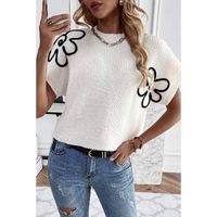White Flower Embroidery Sweater Tee - XL thumbnail