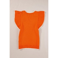 Russet Orange Contrast Trim Ruffle Sleeve Knitted Top - 2XL thumbnail