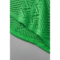 Green Pointelle Knit Scallop Edge Short Sleeve Top - XL thumbnail