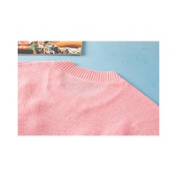 Pink Multi Crochet Flower Knit Short Sleeve Sweater Top - L thumbnail