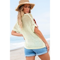 White Crochet Flower Hollow-out Sweater T Shirt - M thumbnail