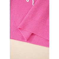 Bright Pink Western Horse Embroidered Round Neck Sweater Tee - S thumbnail