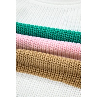 Multicolour Color Block Notch V Neck Sweater T Shirt - S thumbnail