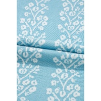 Sky Blue Contrast Floral Crewneck Short Sleeve Sweater - XL thumbnail