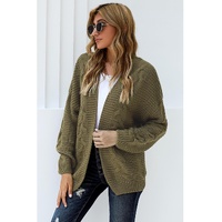 Olive Chunky Wide Long Sleeve Knit Cardigan - S thumbnail