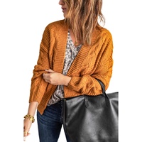Khaki Chunky Wide Long Sleeve Knit Cardigan - 2XL thumbnail