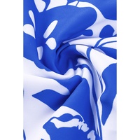 Blue Square Neck Sleeveless Fashion Print Tankini Set - M thumbnail