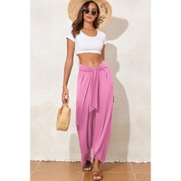 Bonbon Knotted Drop Waist Split Leg Relaxed Pants - XL thumbnail