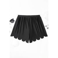 Black Scalloped Trim Beach Shorts - S thumbnail