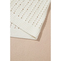 White Eyelet Crochet Sleeveless V Neck Beach Dress - M thumbnail