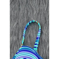 Sky Blue Twisted Bust Striped Bikini Set - 2XL thumbnail