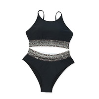 Azura Exchange Black Rose Leopard Mesh Trim 2pcs Bikini Swimsuit - S thumbnail