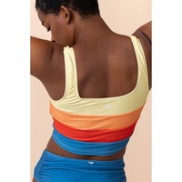 Blue Colorblock Square Neck Top Pleated High Waisted Bikini - M thumbnail