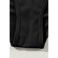 Black Contrast Trim Colorblock U Neck One Piece Swimwear - 2XL thumbnail