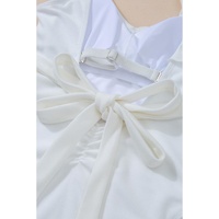 White Asymmetric Ruffle Trim Tie Waist One Piece Swimsuit - L thumbnail