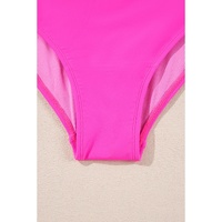 Bright Pink Cut out Twist Bowknot Backless One Piece Swimsuit - M thumbnail