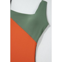 Duffel Green Color Block Padded Square Neck One Piece Swimsuit - M thumbnail