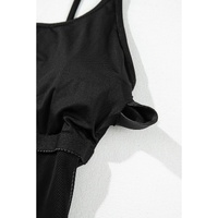 Black Thin Strap Strappy Lace-up Open Back One Piece Swimsuit - M thumbnail