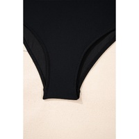 Black Colorblock Edge Belted One Piece Swimsuit - S thumbnail