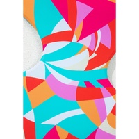 Purple Abstract Geometry Print Daring Cutout Reversible One Piece Swimsuit - S thumbnail