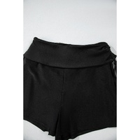 Black Drawstring Ruched High Waist Loose Swim Shorts - S thumbnail