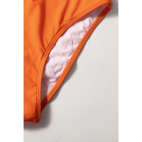 Carrot 3pcs Tropical Contrast Trim Halter Bikini Set with Cover up - S thumbnail