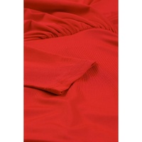 Fiery Red Long Sleeves Wrap V Neck Ruched Sheath Bodycon Dress - S thumbnail