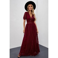Red Blue Fill Your Heart Lace Maxi Dress - S thumbnail