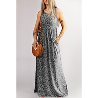Azura Exchange Gray Leopard Print Pocketed Sleeveless Maxi Dress - S thumbnail