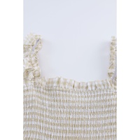 Khaki Plaid Ruffled Sleeve Smocked Maxi Dress - XL thumbnail