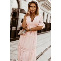 Swiss Dot Lace Trim Maxi Dress - L thumbnail