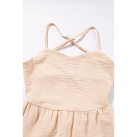 Oatmeal Crossover Backless Bodice Tiered Maxi Dress - L thumbnail