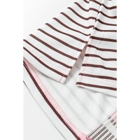 Brown Stripe Striped Textured Patchwork Buttoned T Shirt Dress - L thumbnail