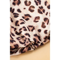 Bright Pink Leopard Colorblock Patchwork Bubble Sleeve Maxi Dress - M thumbnail