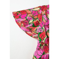 Rose Floral Short Sleeve Smocked Waist Maxi dress - L thumbnail