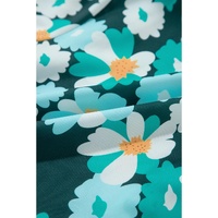 Green Floral Tiered Long Puff Sleeve Shirt Dress - S thumbnail